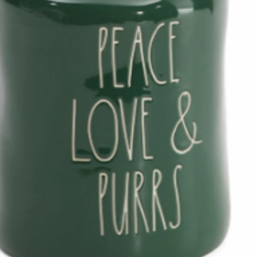 RAE DUNN Peace Love & Purrs Figural Cat Canister Treat Christmas Pet Decor NEW